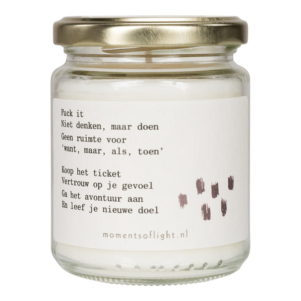 Moments of Fuck It scented candle in a jar